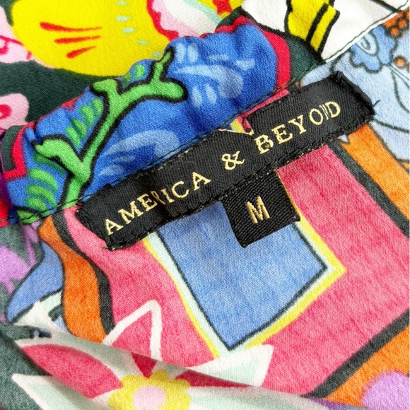 American & Beyond Boho Novelty Print Elephant Floral Coastal Maxi Dress Size M - Picture 13 of 14